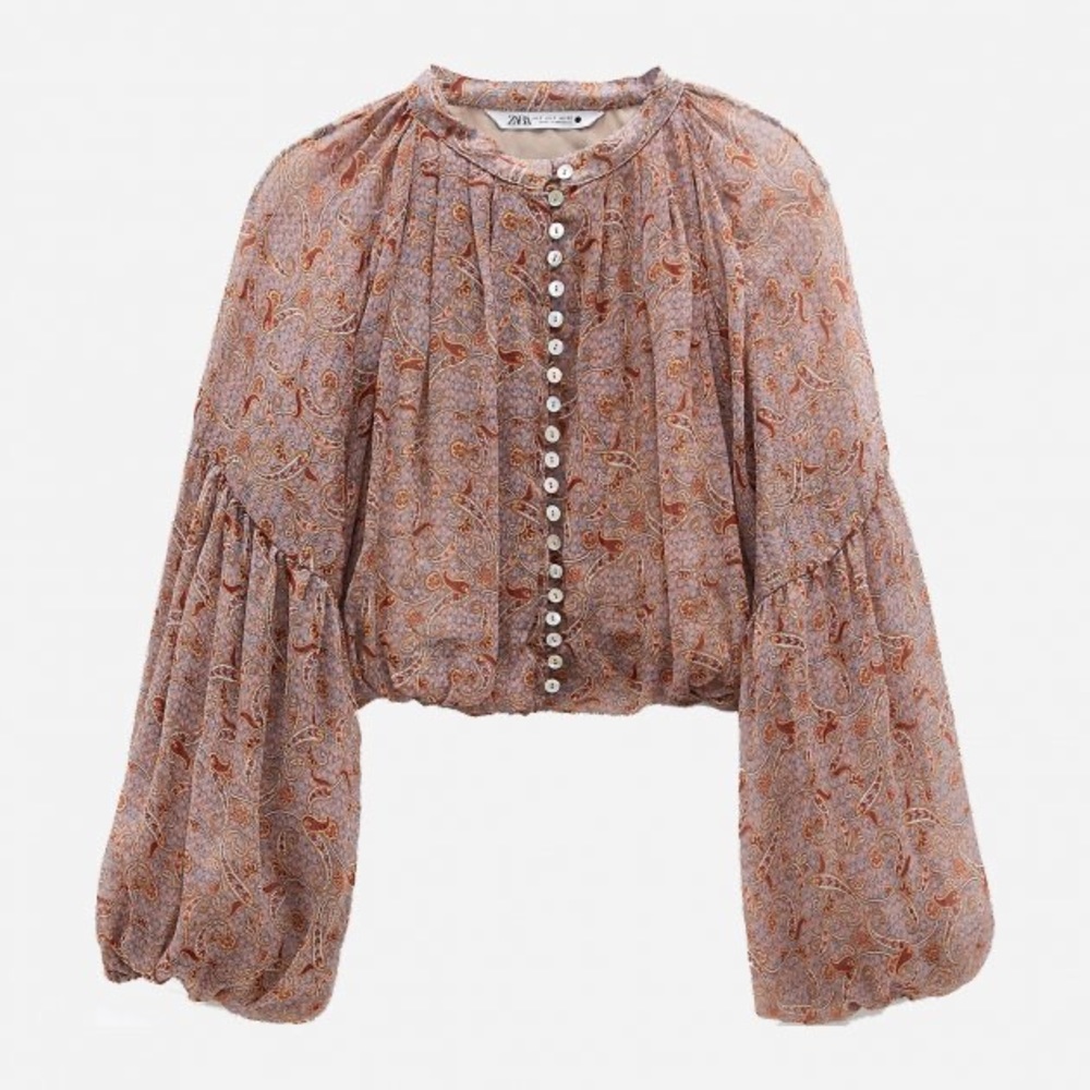 Zara cropped paisley blouse
